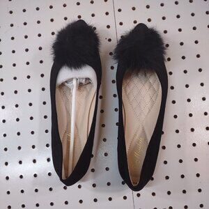 Migibili Black Flats with Pom Pom, Size 8.5, NWOT
